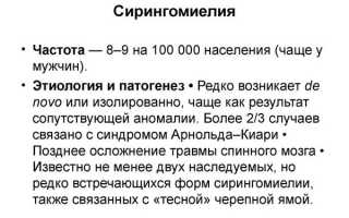 Сирингомиелия шейного отдела позвоночника код по мкб 10